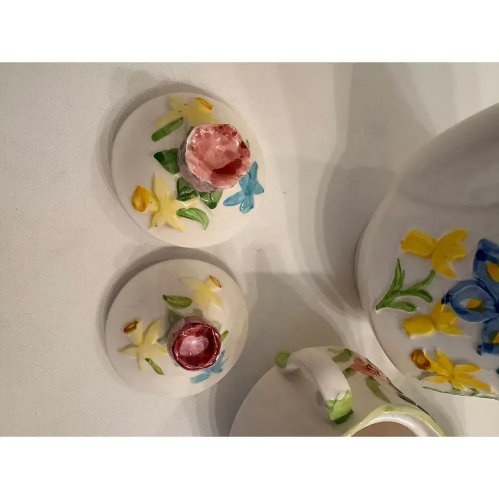 Vtg Schmid Design Folio Made in Japan 5pc Tea Set Floral Porcelain Tea Pot